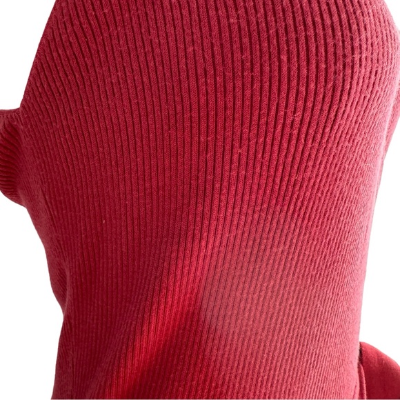 Express Sleeveless Rib Knit Dress Midi Medium Dark Coral Red Orange - Picture 6 of 11